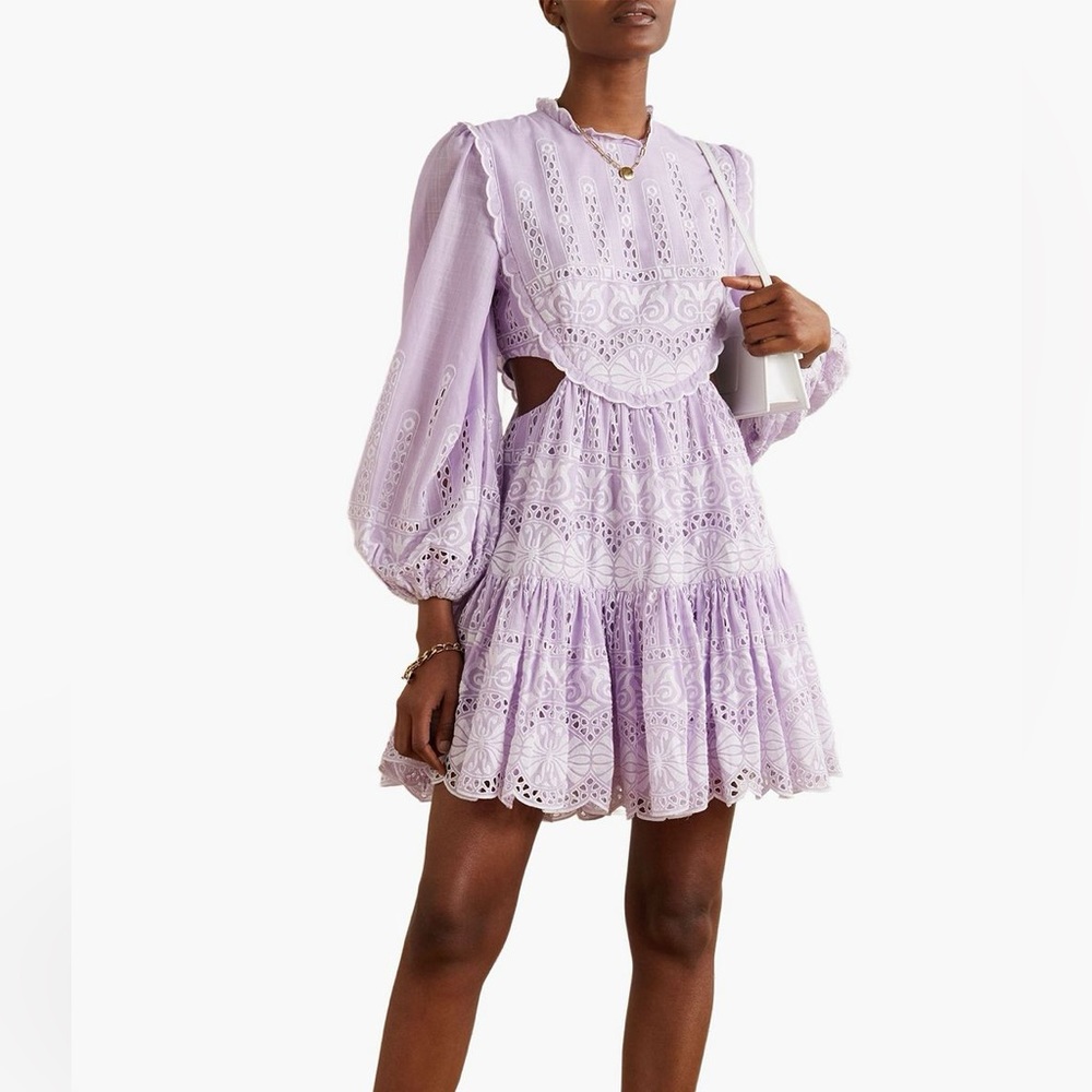 Zimmermann Cutout broderie anglaise cotton mini dress size 3